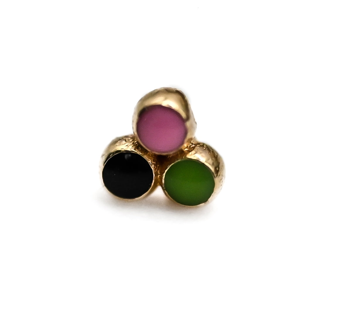 PUPIL HALL TRI ME -14k Yellow Gold- ENAMEL TRI BEAD