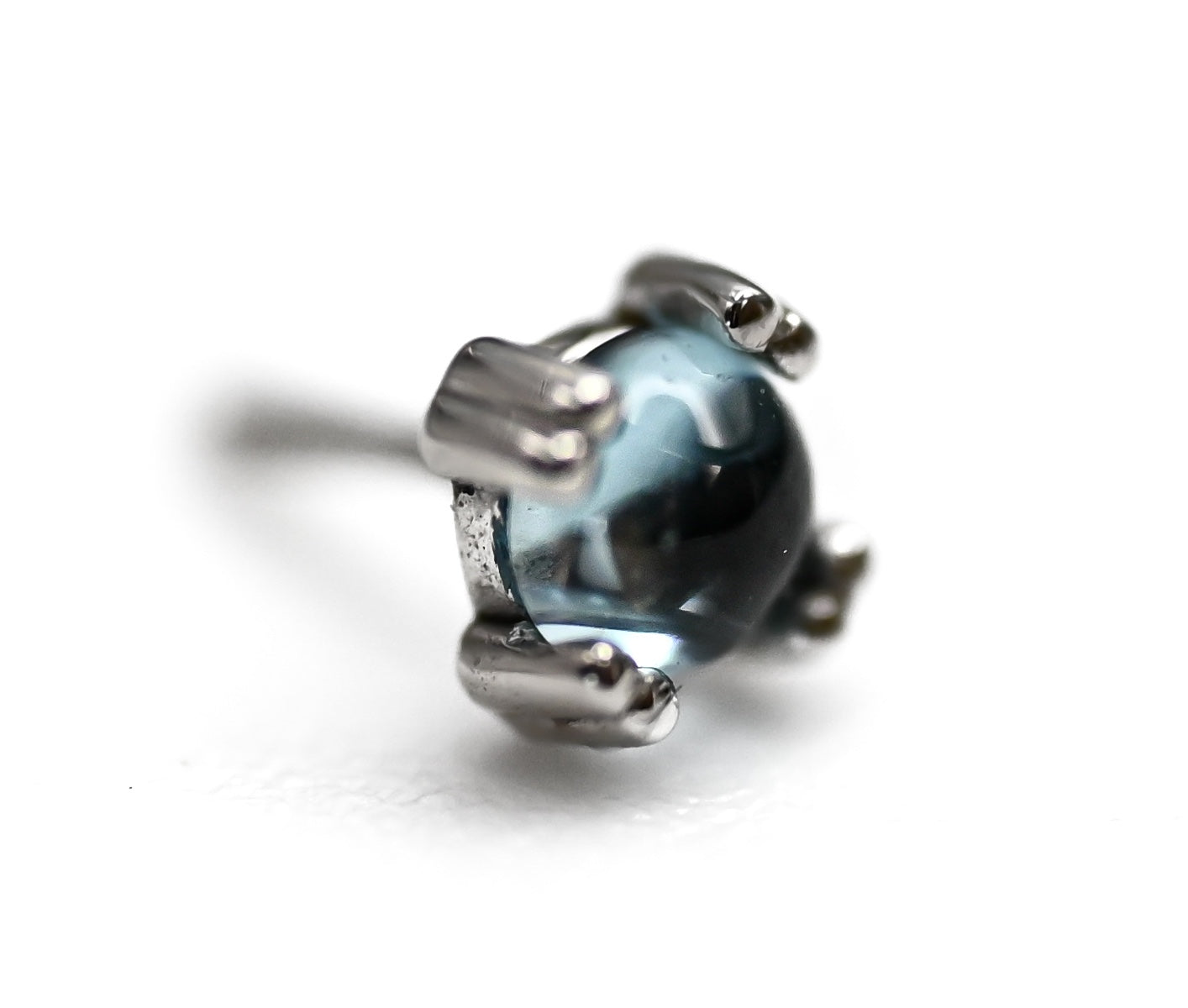BVLA CAB PRONG- 14k White Gold- SWISS BLUE TOPAZ