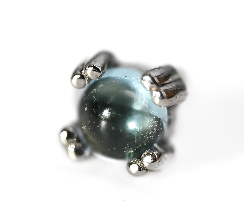 BVLA CAB PRONG- 14k White Gold- SWISS BLUE TOPAZ