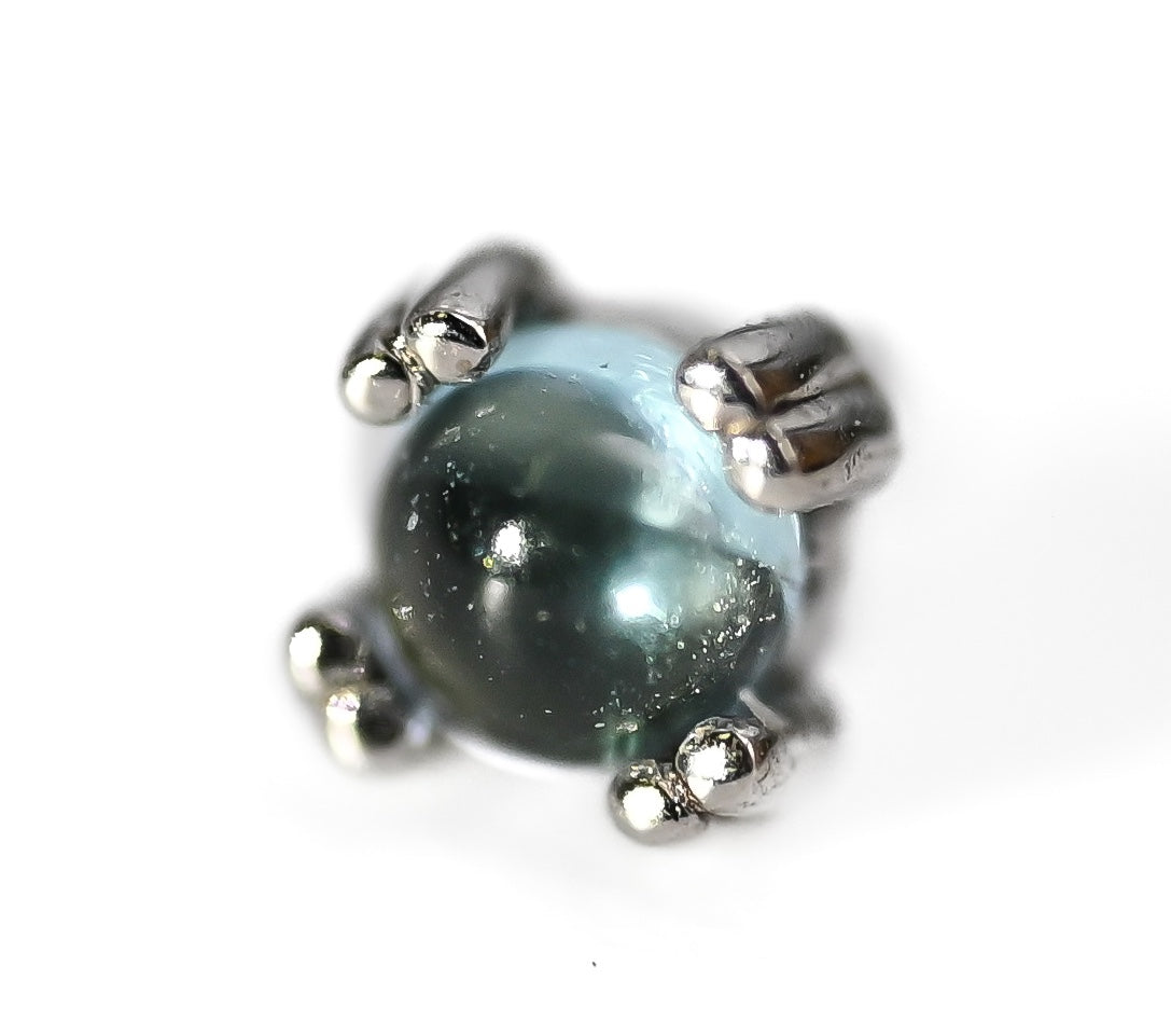 BVLA CAB PRONG- 14k White Gold- SWISS BLUE TOPAZ