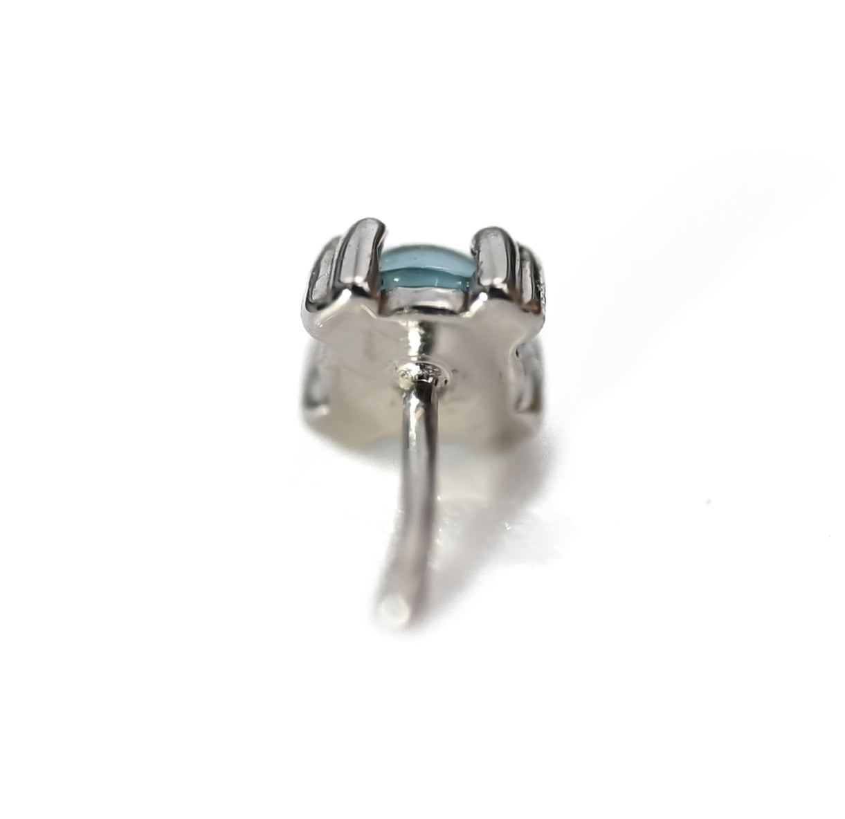 BVLA CAB PRONG- 14k White Gold- SWISS BLUE TOPAZ