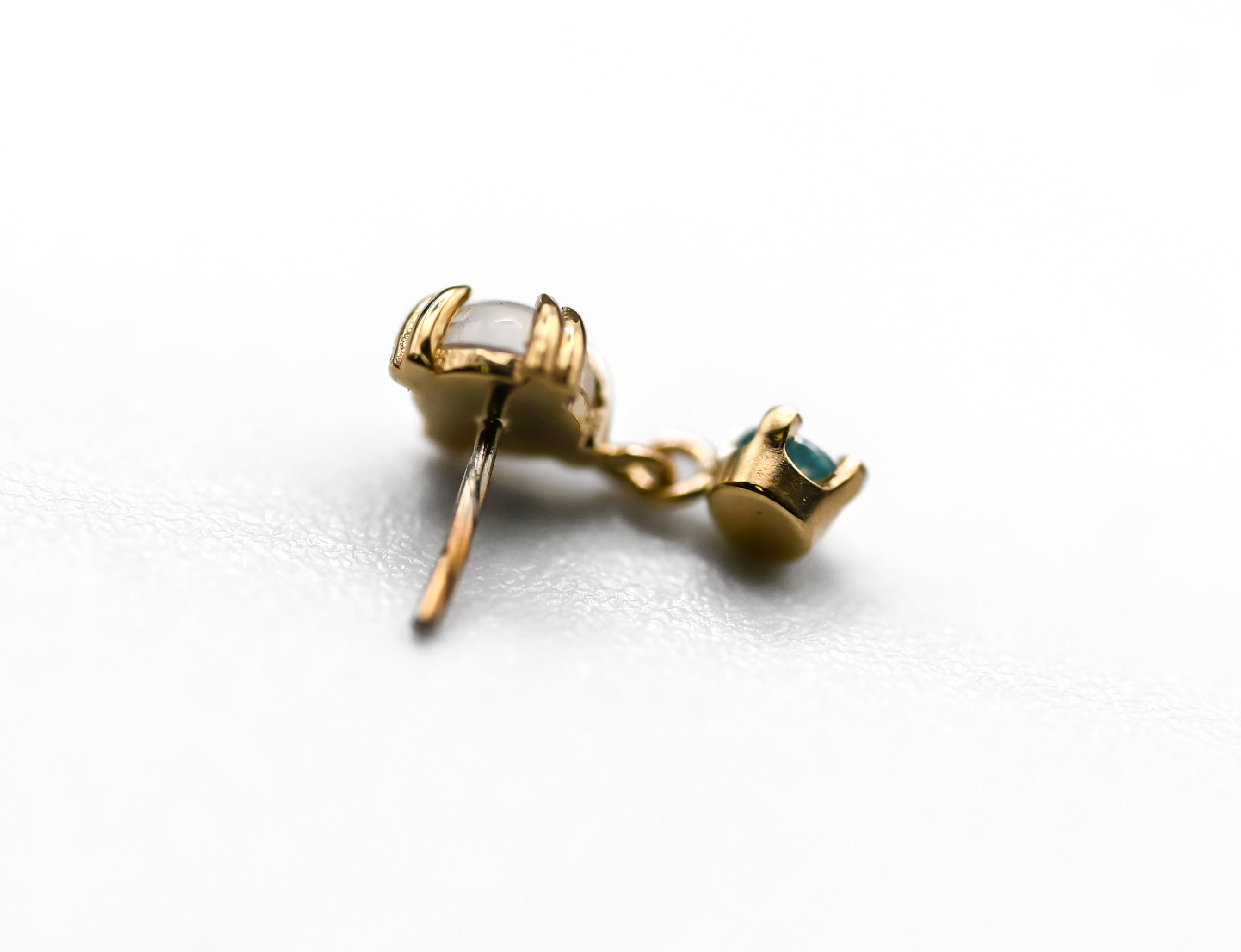 BVLA DUET- 14k Yellow Gold- RAINBOW MOONSTONE / PARAIBA TOPAZ