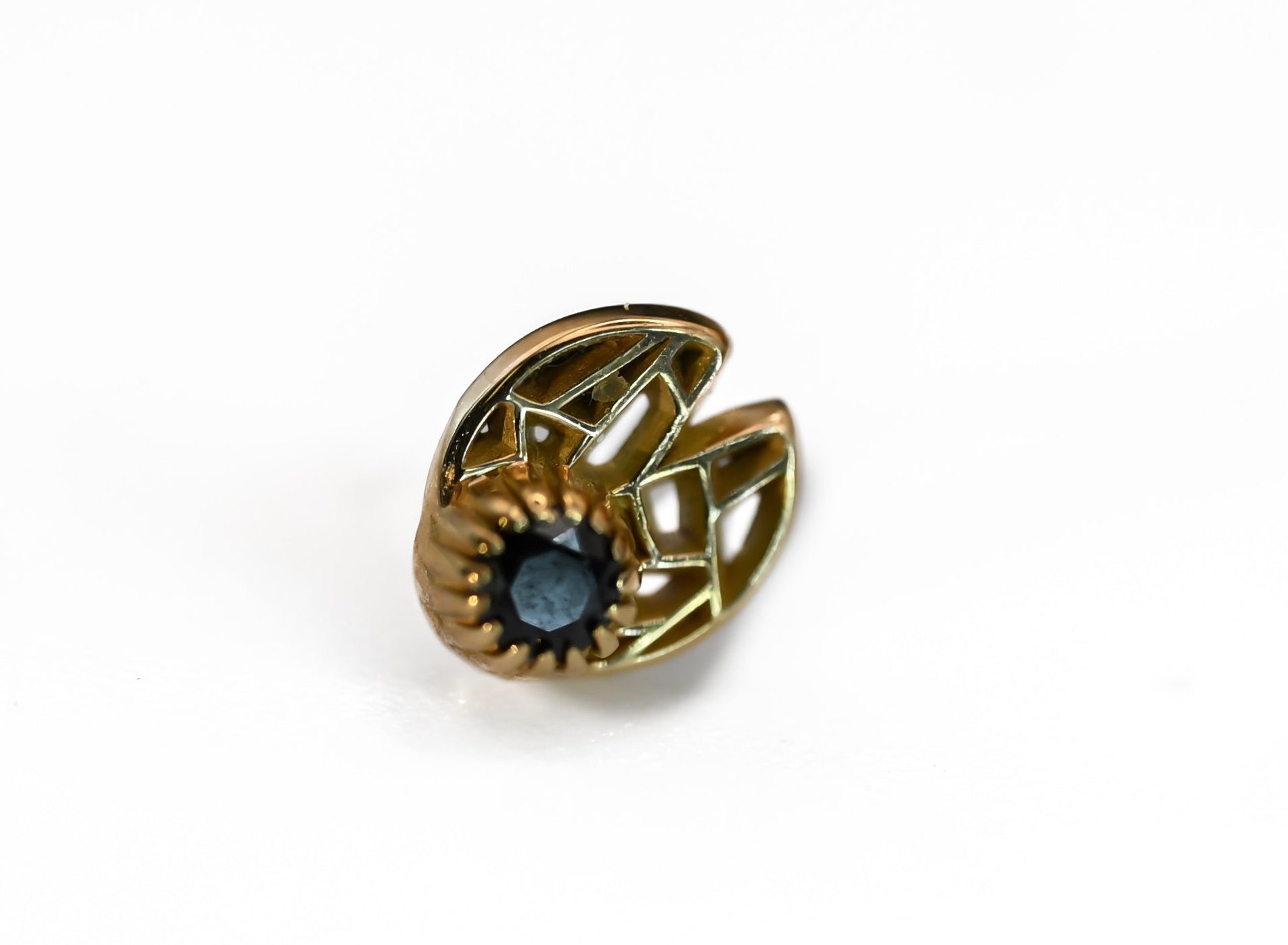 KIWI LADYBUG- 15k Yellow Gold- BLACK CZ