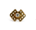 KIWI Double SCALLOPED- 15k Yellow Gold- WHITE CZ