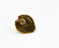 KIWI Wire LEAF Design- 15k Yellow Gold- WHITE CZ