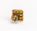 KIWI SCALLOPED- 15k Yellow Gold- WHITE CZ