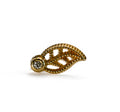 KIWI LEAF- 15k Yellow Gold- WHITE CZ