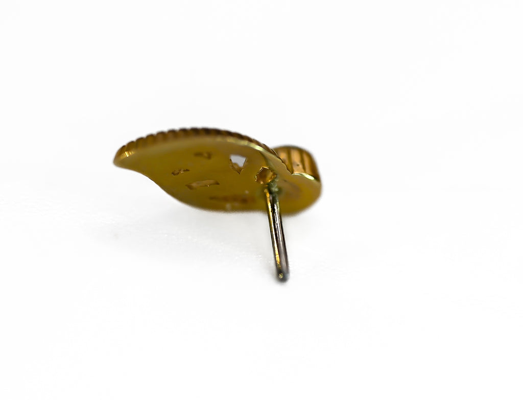 KIWI LEAF- 15k Yellow Gold- WHITE CZ