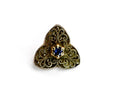KIWI PAISLEY FLOWER- 15k Yellow Gold- BLUE SAPPHIRE