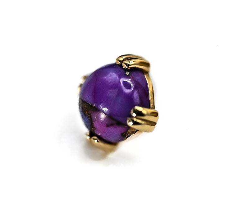 BVLA CAB PRONG 4mm -14k Yellow Gold- PURPLE COPPER TURQUOISE (16g)