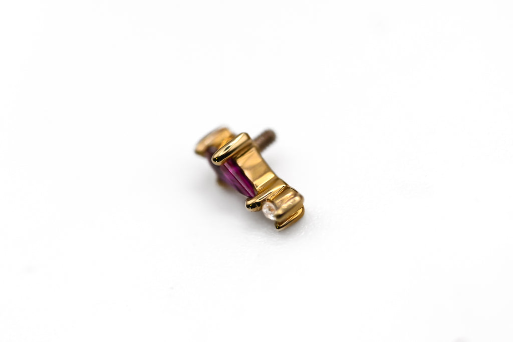 BVLA KISS AND TELL KITE- 14k Yellow Gold- RHODOLITE / DIAMOND