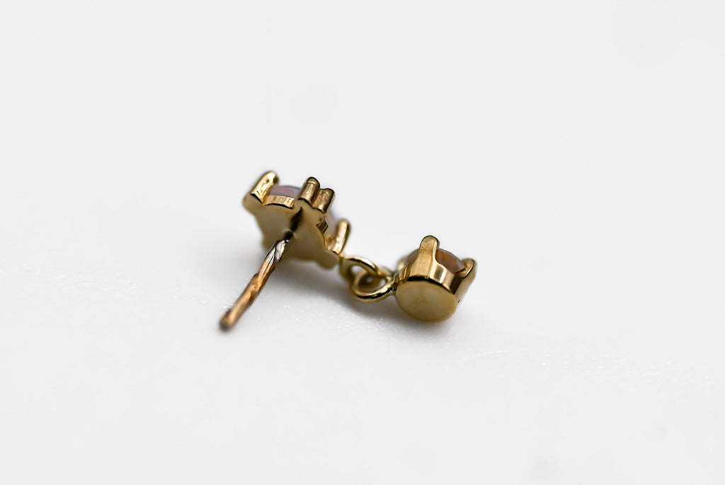 BVLA DUET- 14k Yellow Gold- WHITE OPAL / MERCURY MIST TOPAZ