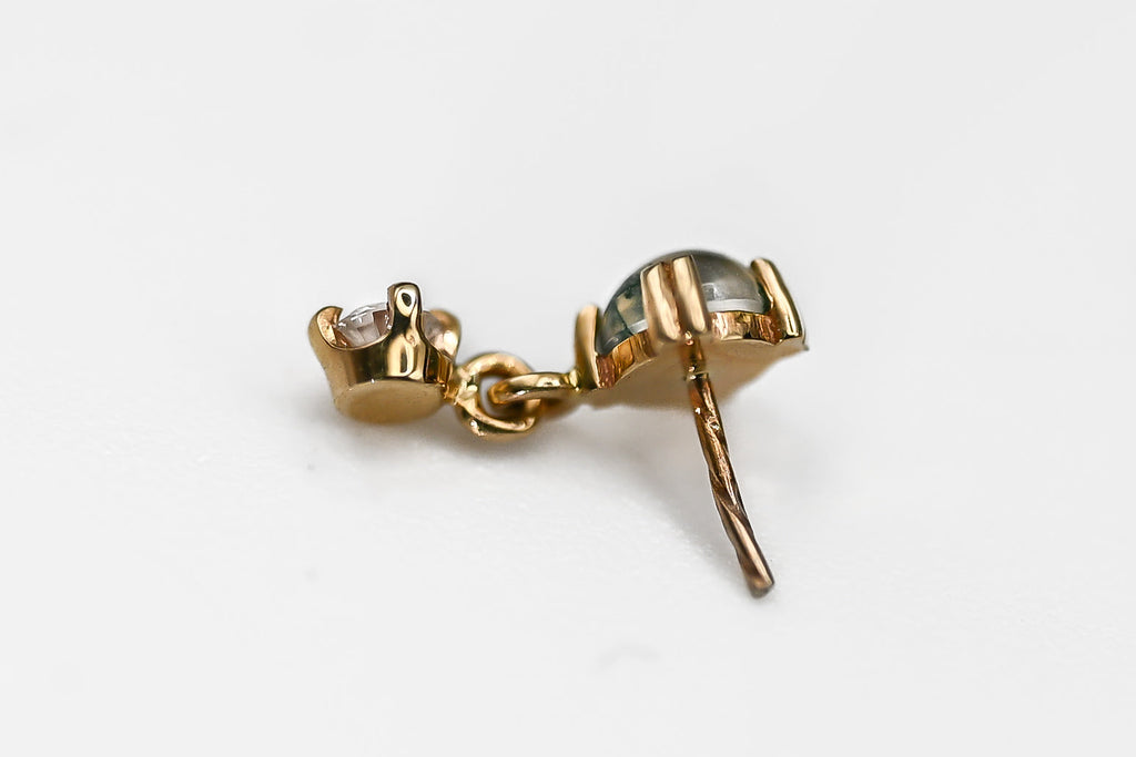 BVLA DUET- 14k Yellow Gold- MOSS AGATE / DIAMOND