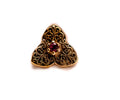 KIWI PAISLEY FLOWER- 15k Yellow Gold- PINK SAPPHIRE