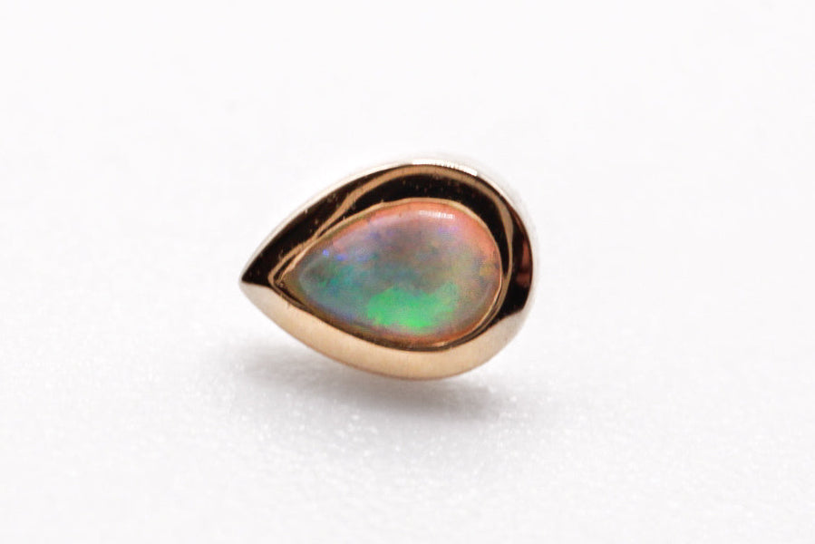 BVLA 14k Yellow Gold PEAR- WHITE OPAL AAA