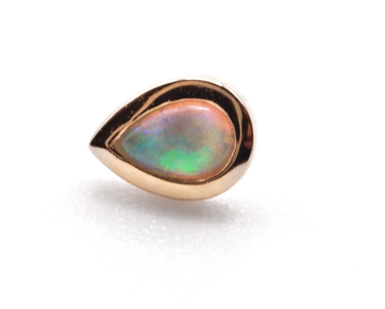 BVLA PEAR- 14k Yellow Gold- WHITE OPAL AAA