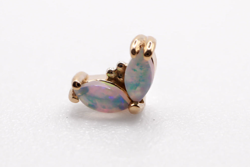 BVLA 14k Yellow Gold PETAL- WHITE OPAL AAA