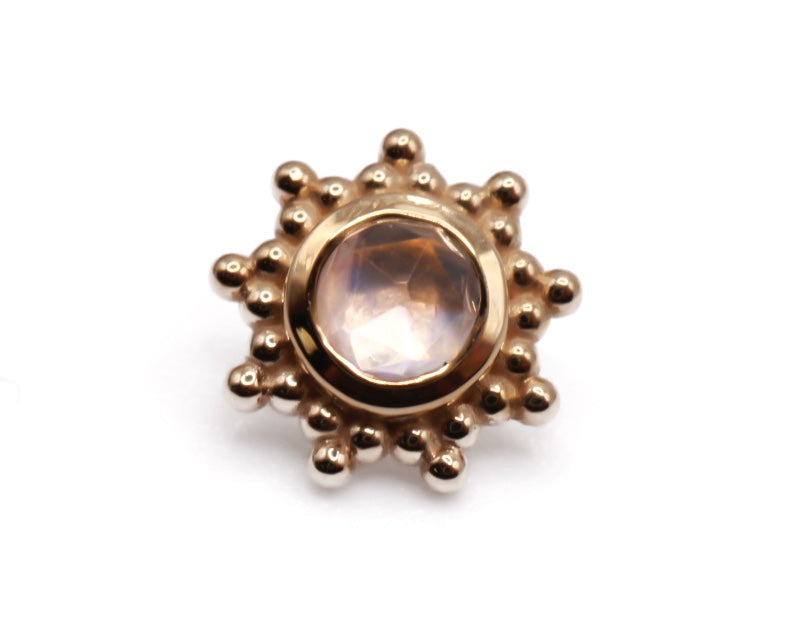 BVLA THURSDAY 6mm- 14k Yellow Gold- faceted RAINBOW MOONSTONE (16g)