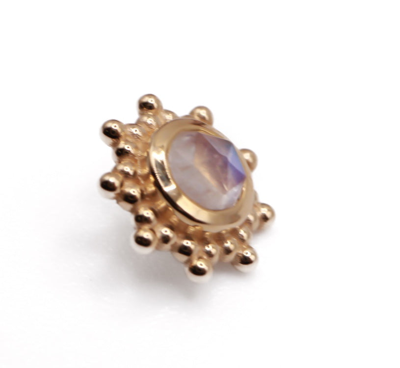 BVLA THURSDAY 6mm- 14k Yellow Gold- faceted RAINBOW MOONSTONE (16g)