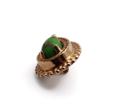 BVLA AFGHAN PEAR 8x6mm- 14k Yellow Gold- Copper Green Turquoise (16g)