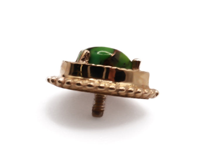 BVLA AFGHAN PEAR 8x6mm- 14k Yellow Gold- Copper Green Turquoise (16g)