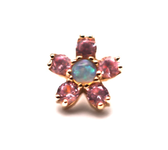 BVLA CHERRY BLOSSOM FLOWER- 14k Yellow Gold- PINK SAPPHIRE (14g)