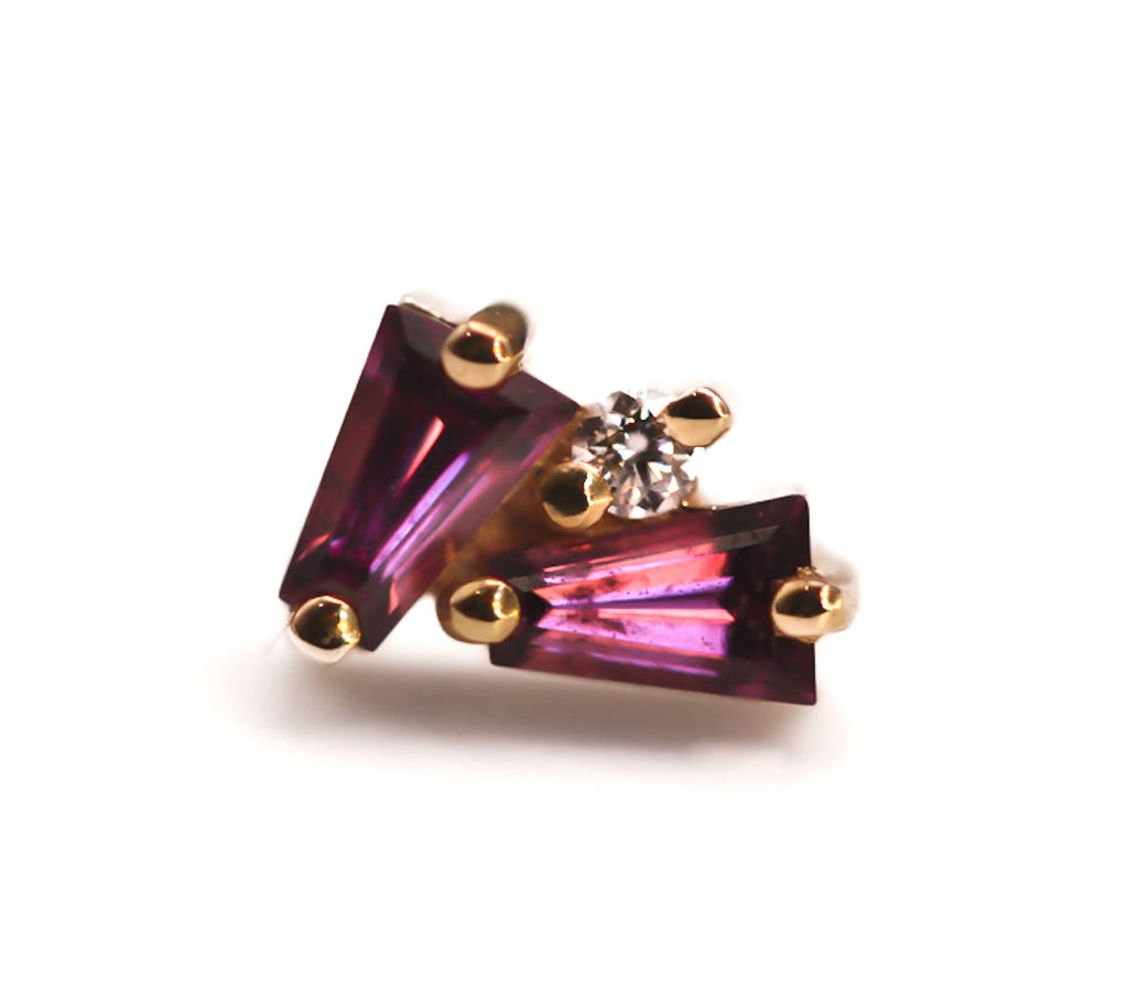 BVLA PILLAR- 14k Yellow Gold- RHODOLITE
