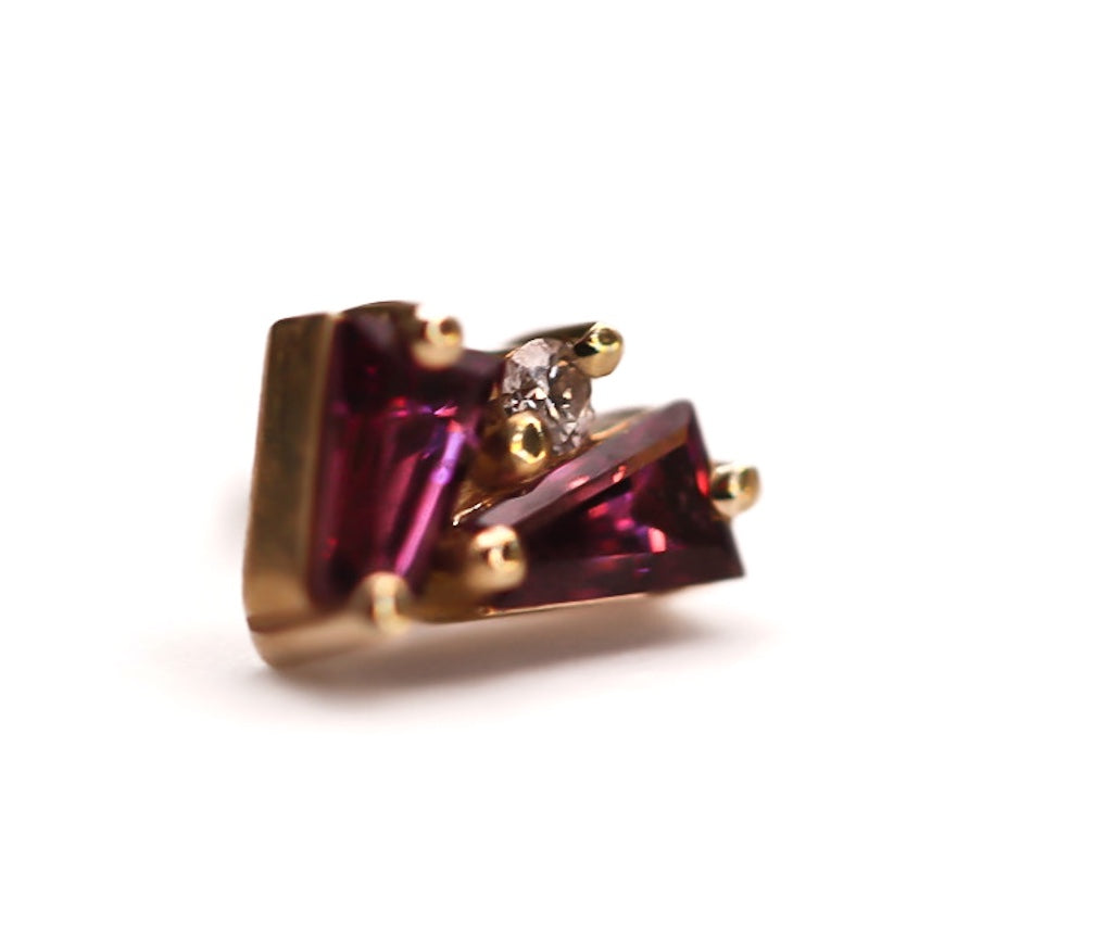 BVLA PILLAR- 14k Yellow Gold- RHODOLITE