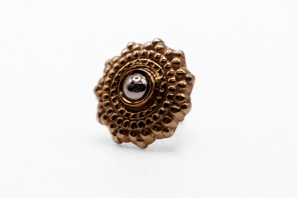 BVLA 14k Yellow Gold Round Afghan - 6mm - PLATINUM BEAD