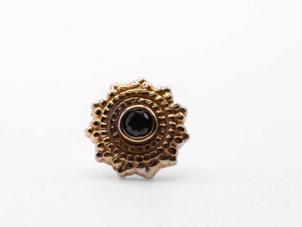 BVLA 14k Yellow Gold Round Afghan - 6mm - GENUINE BLACK DIAMOND
