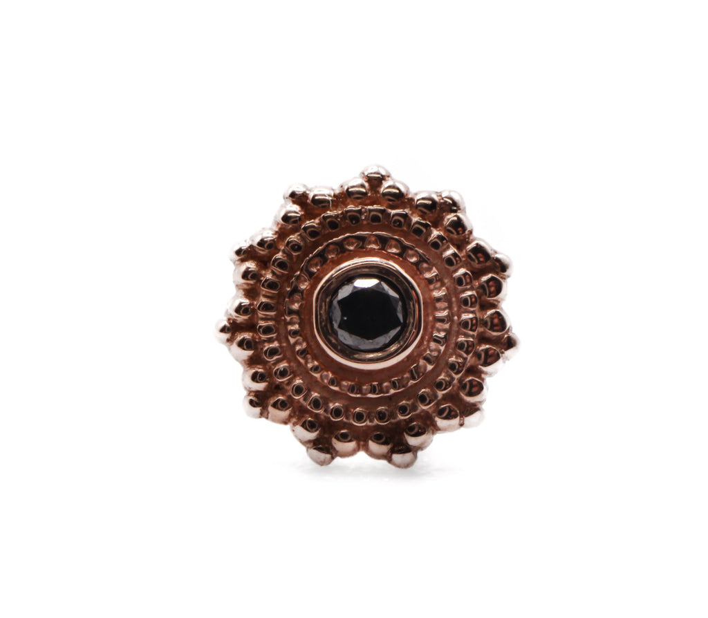 BVLA 14k Rose Gold Round Afghan - 6mm - GENUINE BLACK DIAMOND