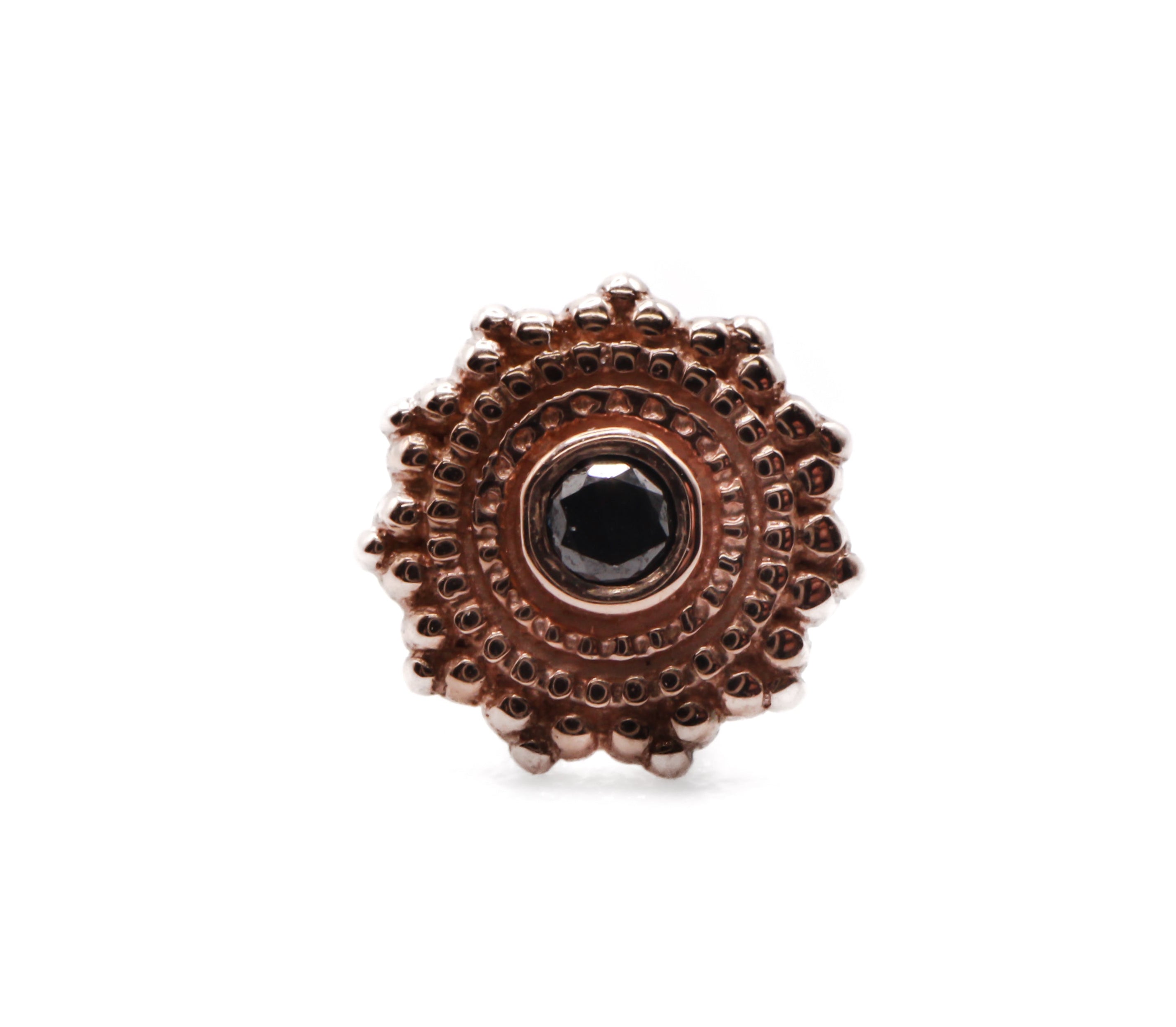 BVLA 14k Rose Gold Round Afghan - 6mm - GENUINE BLACK DIAMOND