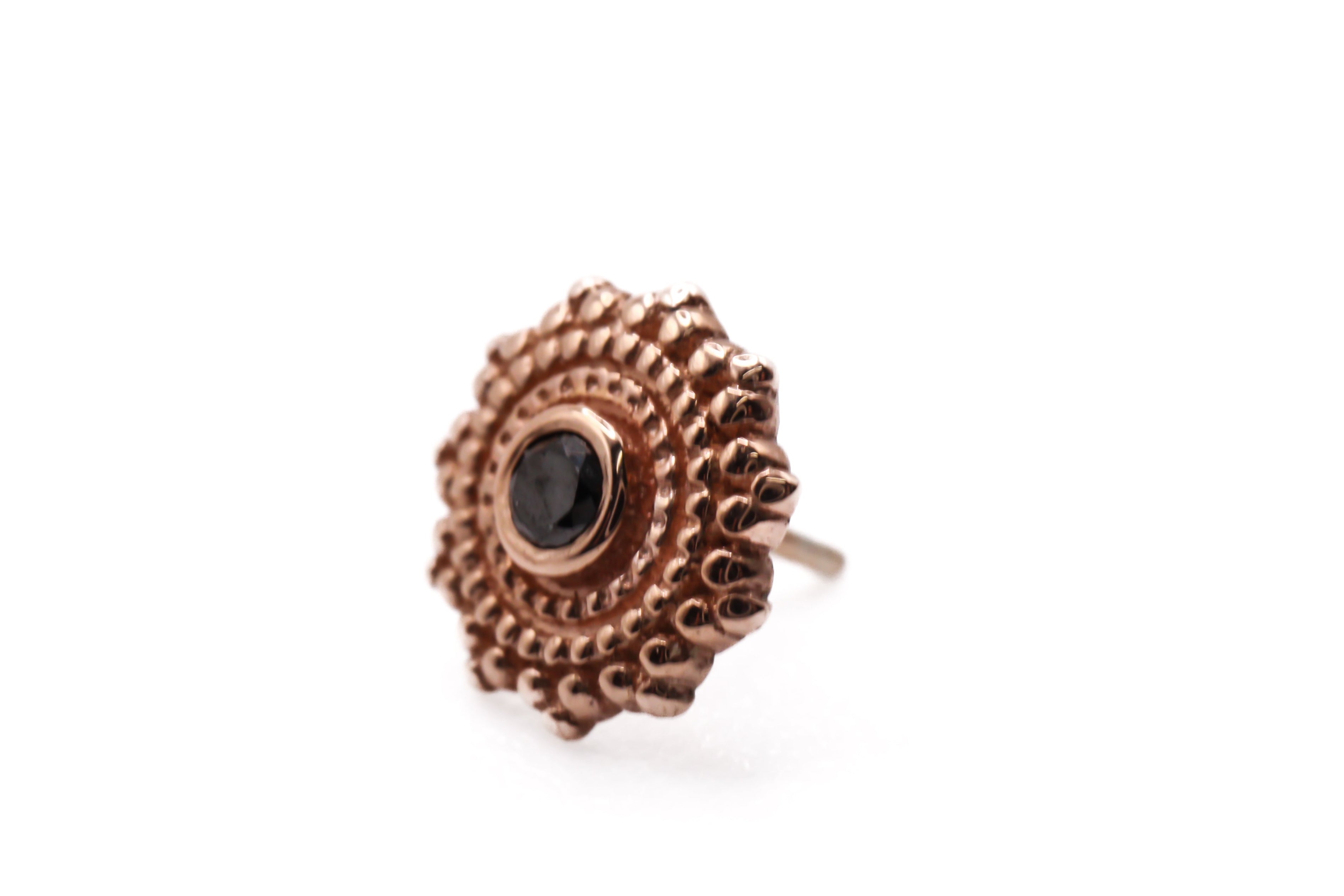 BVLA 14k Rose Gold Round Afghan - 6mm - GENUINE BLACK DIAMOND
