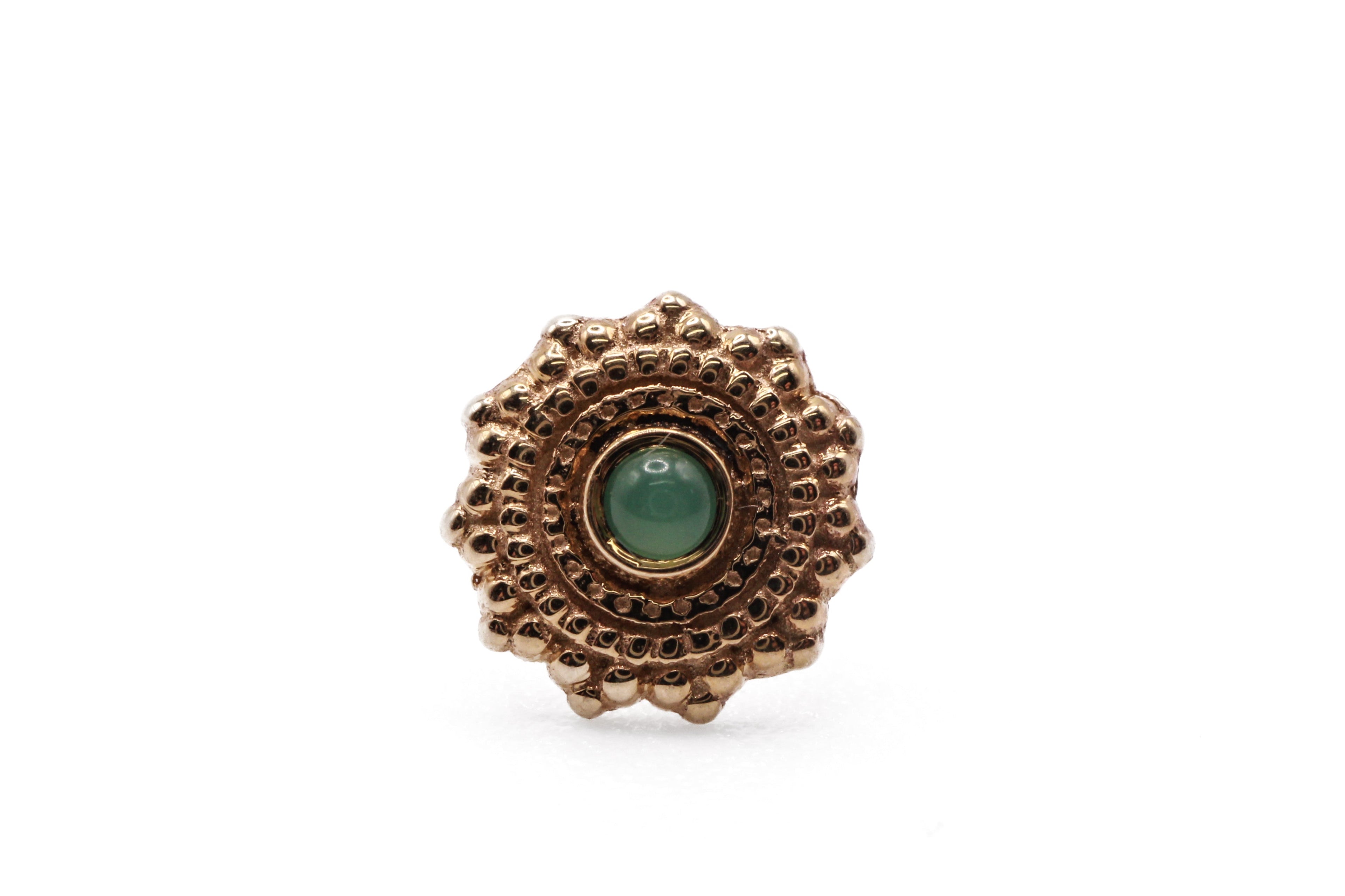 BVLA 14k Yellow Gold Round Afghan - 6mm - CHRYSOPRASE