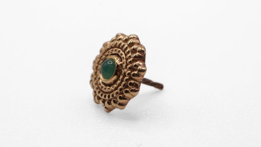 BVLA 14k Yellow Gold Round Afghan - 6mm - CHRYSOPRASE