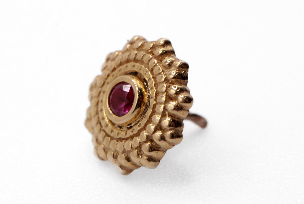 BVLA 14k Yellow Gold Round Afghan - 6mm - PINK SAPPHIRE