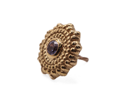 BVLA AFGHAN 6mm- 14k Yellow Gold Round- TANZANITE