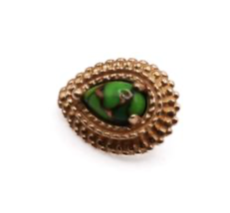 BVLA AFGHAN PEAR 8x6mm -14k Yellow Gold- Copper Green Turquoise (16g)