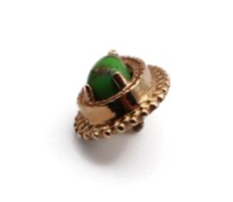 BVLA AFGHAN PEAR 8x6mm -14k Yellow Gold- Copper Green Turquoise (16g)