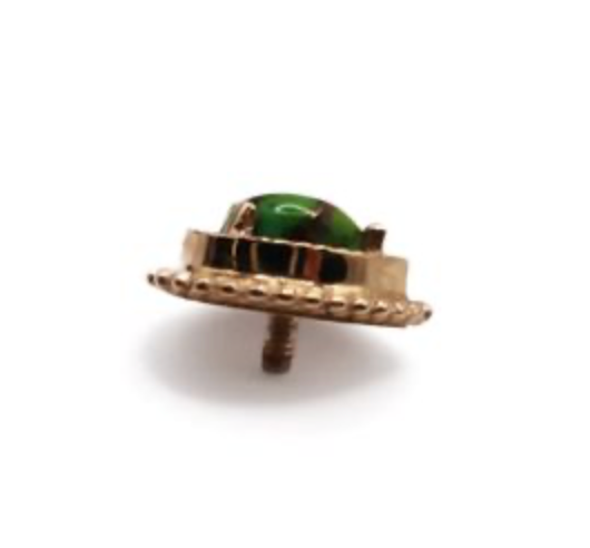 BVLA AFGHAN PEAR 8x6mm -14k Yellow Gold- Copper Green Turquoise (16g)