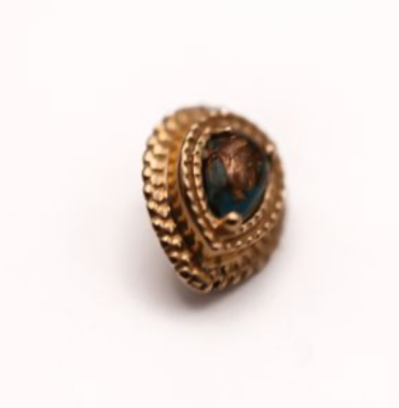 BVLA AFGHAN PEAR 8x6mm -14k Yellow Gold- Copper Blue Turquoise (16g)
