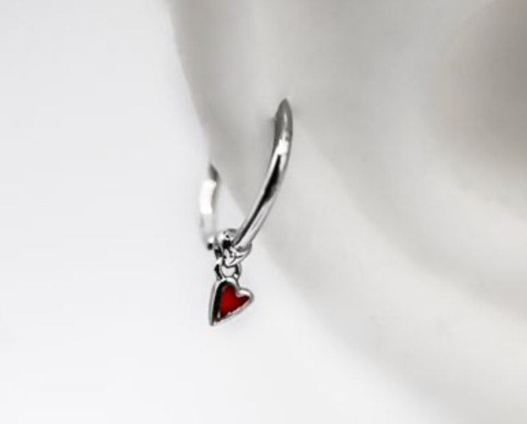 PUPIL HALL -14k White Gold-SEAM ENAMEL HEART #PHGIVE100