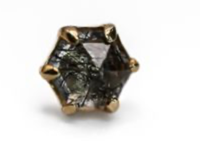 PUPIL HALL 14k Yellow Gold- PRONG BLACK RUTILATED QUARTZ