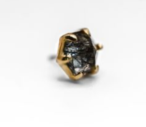 PUPIL HALL 14k Yellow Gold- PRONG BLACK RUTILATED QUARTZ