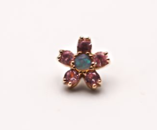 BVLA CHERRY BLOSSOM FLOWER- 14k Yellow Gold- PINK SAPPHIRE (14g)