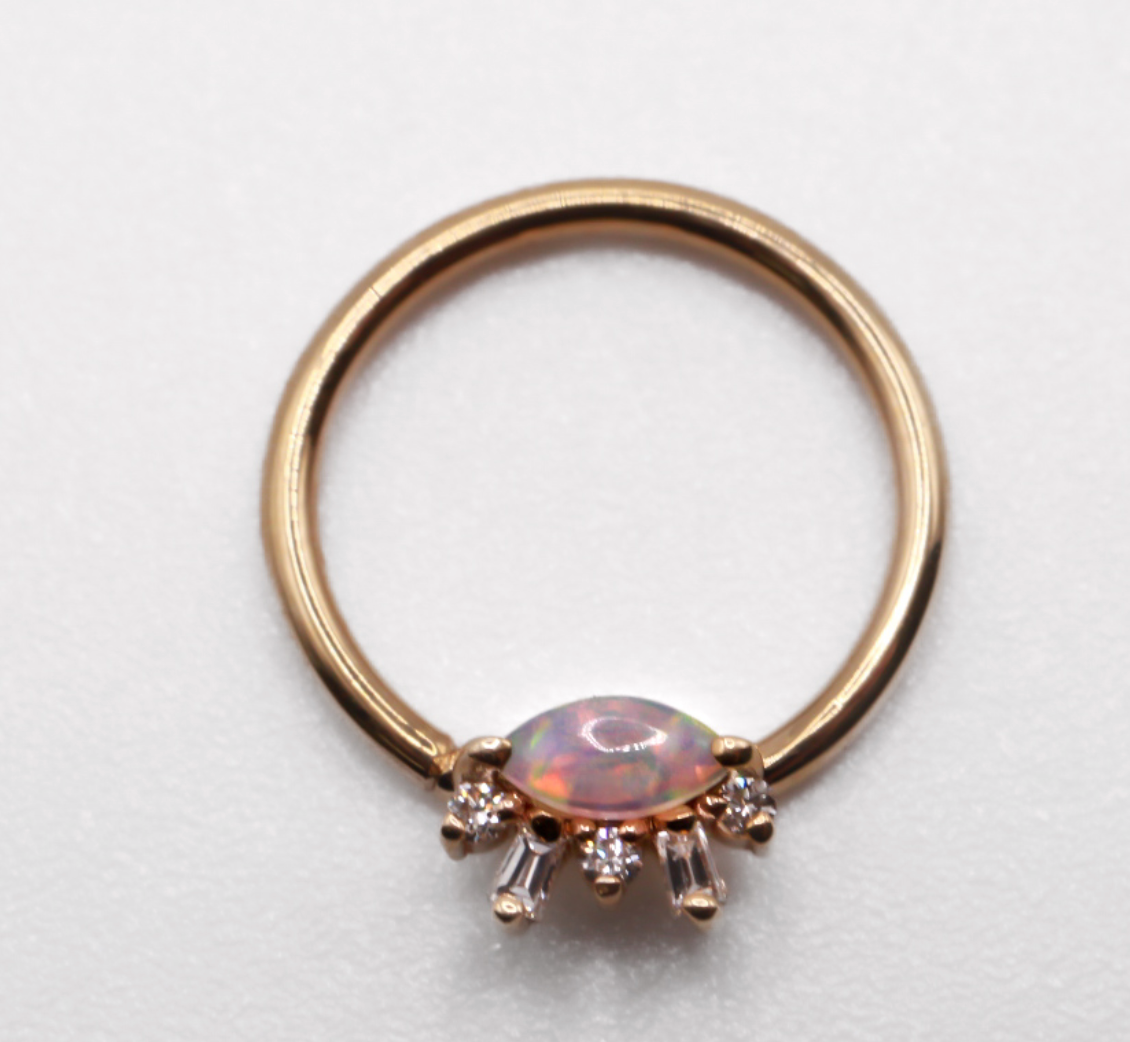 BVLA CHANGE OF HEART SEAM RING -14k Yellow Gold- WHITE OPAL