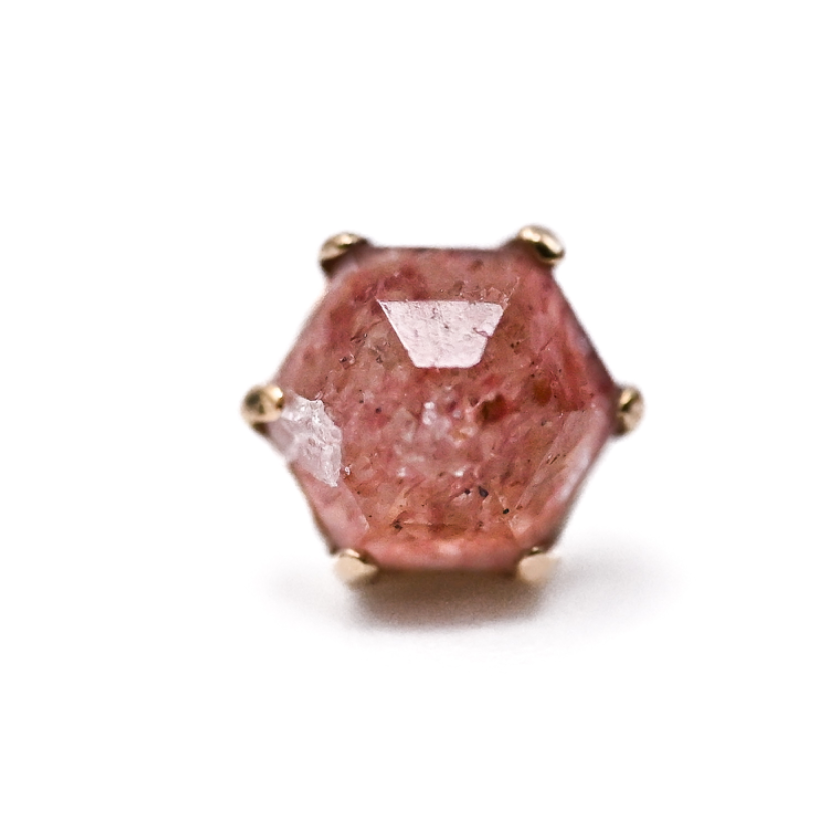 PUPIL HALL 14k Yellow Gold- PRONG STRAWBERRY QUARTZ