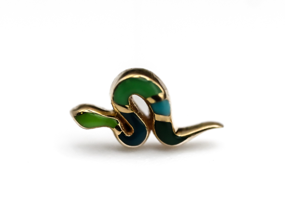 PUPIL HALL SLICK- 14k Yellow Gold- ENAMEL SNAKE