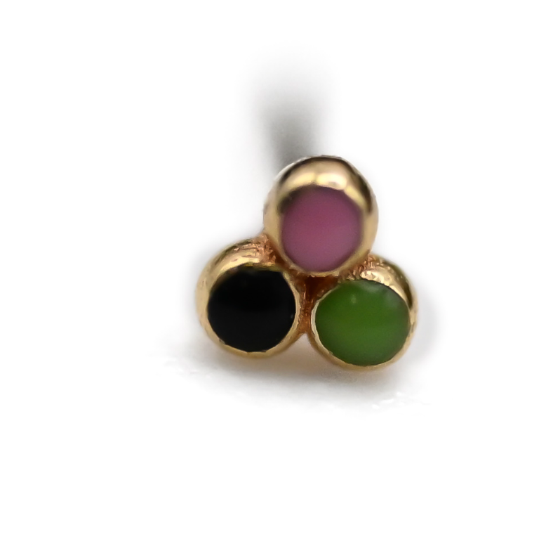 PUPIL HALL TRI ME -14k Yellow Gold- ENAMEL TRI BEAD