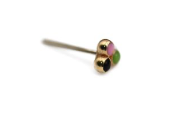 PUPIL HALL TRI ME -14k Yellow Gold- ENAMEL TRI BEAD